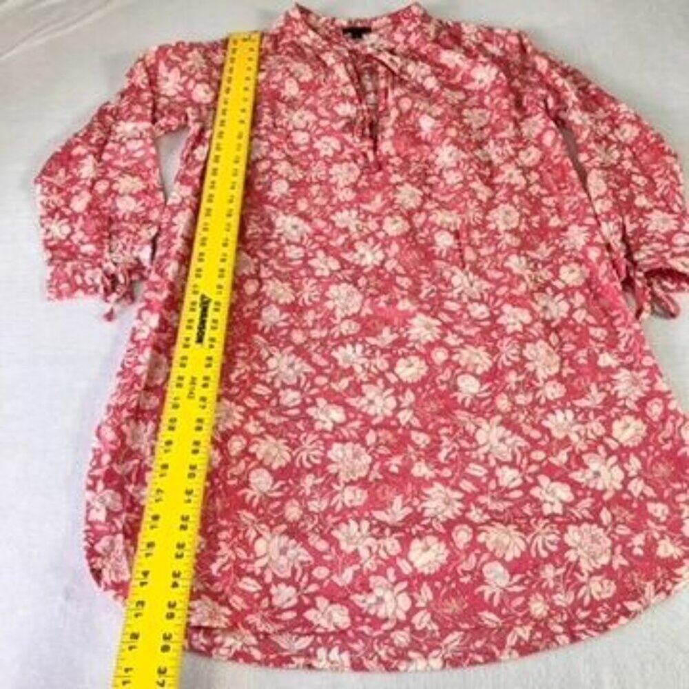 J Crew Cover Up Dress Womens Small Lightweight Long Sleeve Cotton Pink Floral - Picture 11 of 12